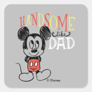 Sticker Carré Mickey Mouse   Handsom Like Papa