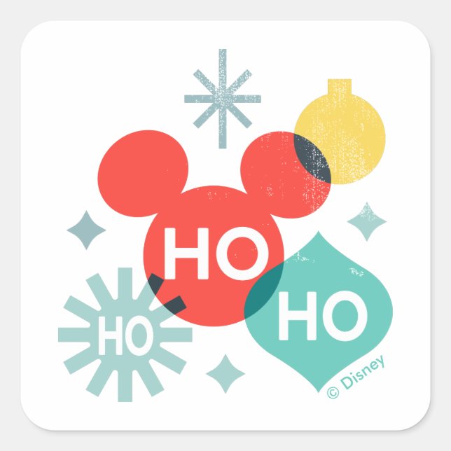 Sticker Carré Mickey Mouse | Ho Ho Ho (Devant)