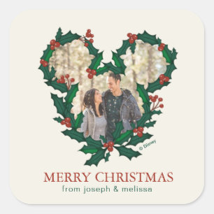 Sticker Carré Mickey Mouse Notre premier Noël de mariage
