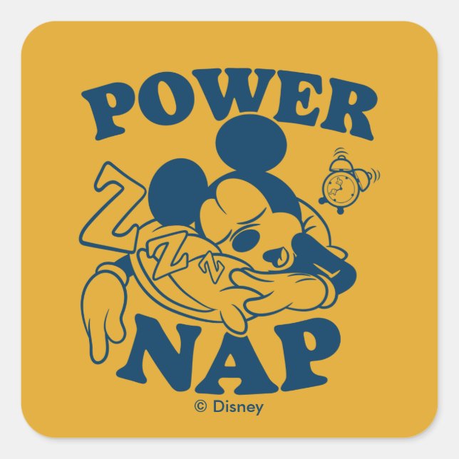 Sticker Carré Mickey Mouse Power Nap (Devant)