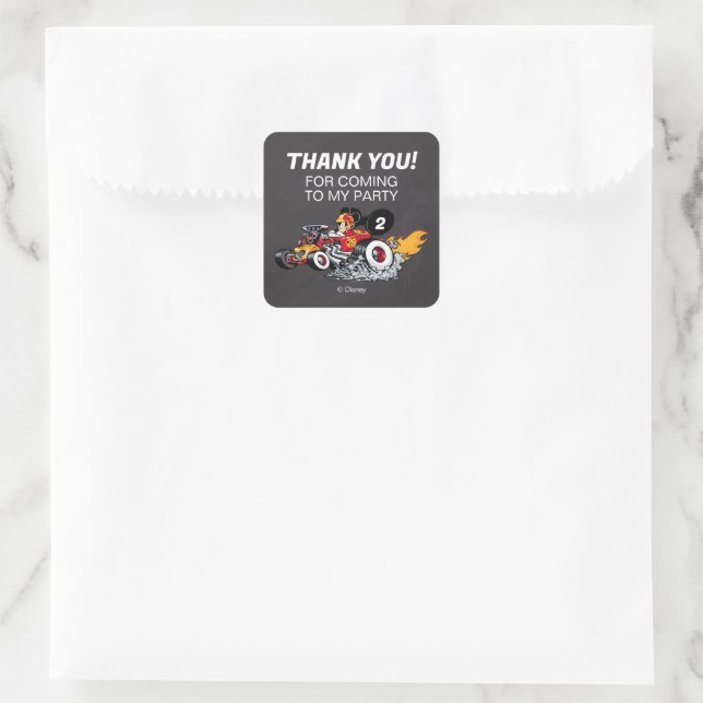 Sticker Carré Mickey Mouse Roadster Racers Anniversaire (Sac)