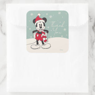 Sticker Carré Mickey Mouse Winter Onederland Anniversaire Merci