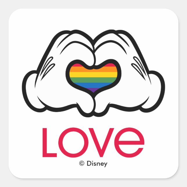 Sticker Carré Mickey Rainbow Love (Devant)