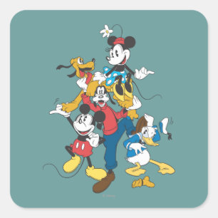 Sticker Carré Mickey & ses amis Groupe classique