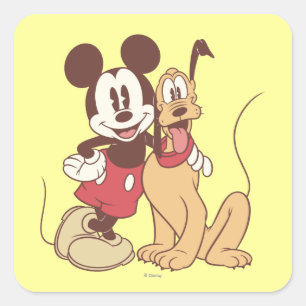 Sticker Carré Mickey & ses amis Mickey et Pluto classiques
