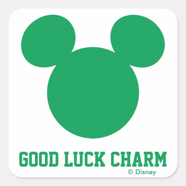 Sticker Carré Mickey Souris Bonne chance Charme | Saint Patrick' (Devant)
