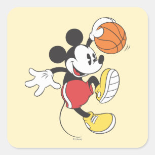 Sticker Carré Mickey sportif Joueur de basket-ball