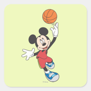 Sticker Carré Mickey sportif Lancer de basket-ball