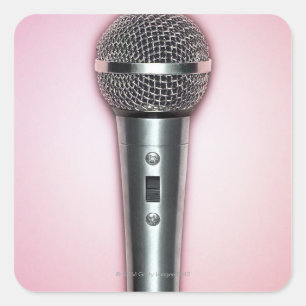 Sticker Carré Microphone Chrome