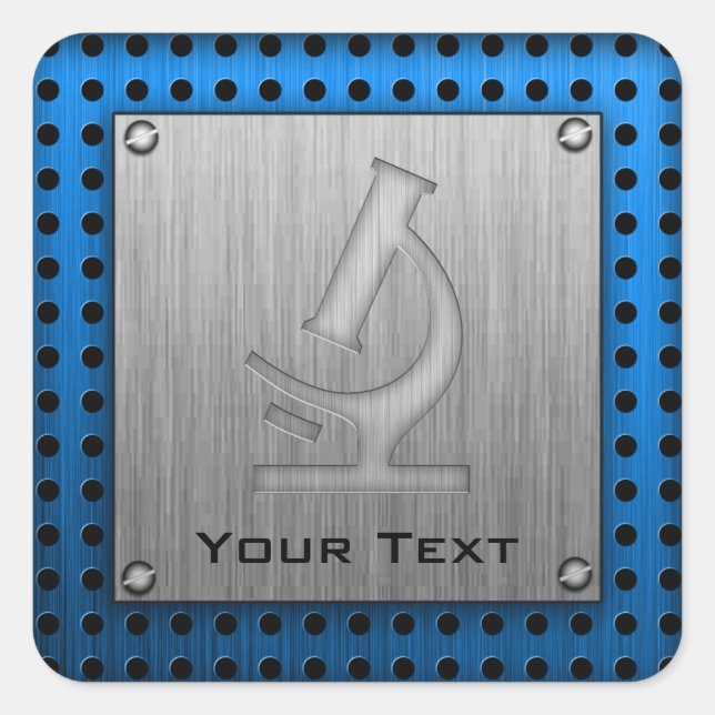 Sticker Carré Microscope ; Aspect métallique (Devant)