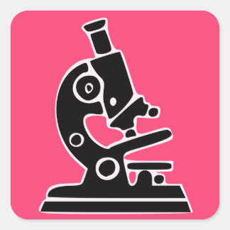 Sticker Carré Microscope rose