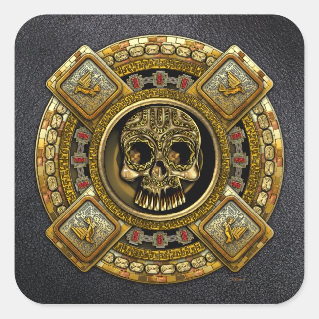 Sticker Carré Mictlantecuhtli - Dieu de la mort aztèque (Devant)