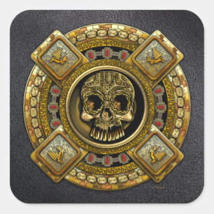 Sticker Carré Mictlantecuhtli - Dieu de la mort aztèque