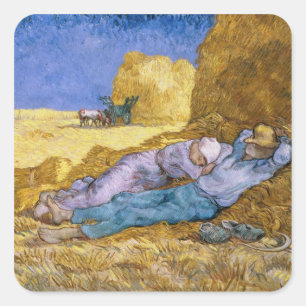 Sticker Carré Midi de Vincent van Gogh  , la sièste, après
