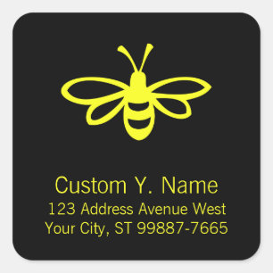 Sticker Carré Miel Jaune Abeille Citron Fruit Floral Nature