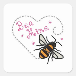 Sticker Carré Mienne chérie abeille 