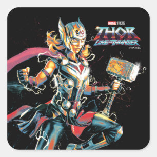 Sticker Carré Mighty Thor Illustration de personnage