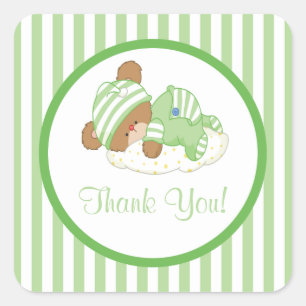 Sticker Carré mignon Baby shower Ours Teddy !