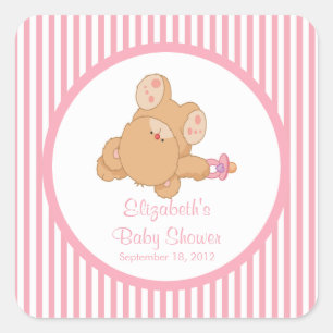 Sticker Carré mignon Baby shower Ours Teddy !