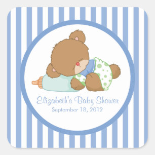 Sticker Carré mignon Baby shower Ours Teddy !