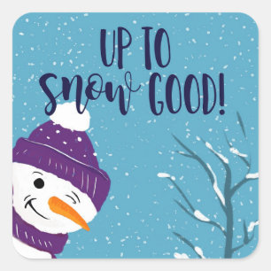 Sticker Carré mignon cadeau drôle bonhomme de neige jusqu'à la n