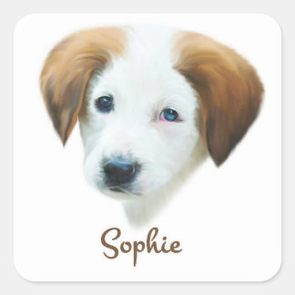 Sticker Carré mignon chiot "Sophie"