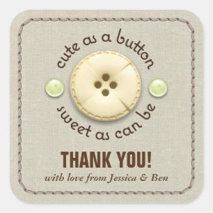Sticker Carré Mignon comme Sip de baby shower de bouton et voyez