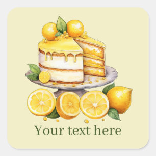 Sticker Carré mignon gâteau au citron ajouter du texte