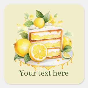 Sticker Carré mignon gâteau au citron ajouter du texte