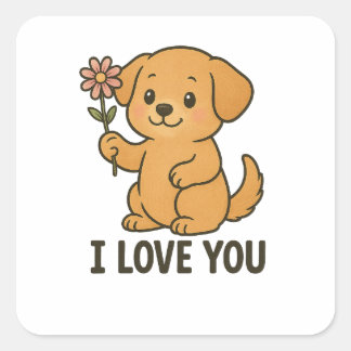Sticker Carré Mignon Je T'Aime