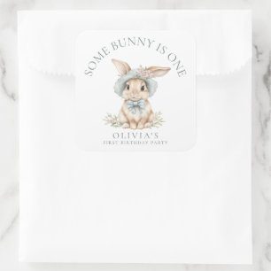 Sticker Carré Mignonne Certains lapins est un nom 1ère fête d'an