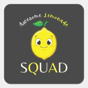 Sticker Carré Mignonne Mignonne Citron souriant Magnifique Squad