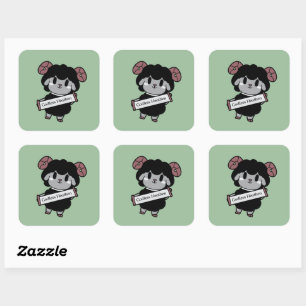 Sticker Carré Mignonne Mouton Noir sans levain