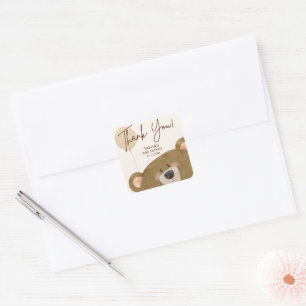 Sticker Carré Mignonne Ours Nous Pouvons Attendre Baby shower Se