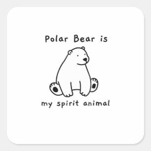Sticker Carré Mignonne Ours Polaire Est Mon Esprit Ours Animal O