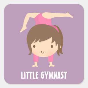 Sticker Carré Mignonne petite gymnaste fille Gymnastique Pose