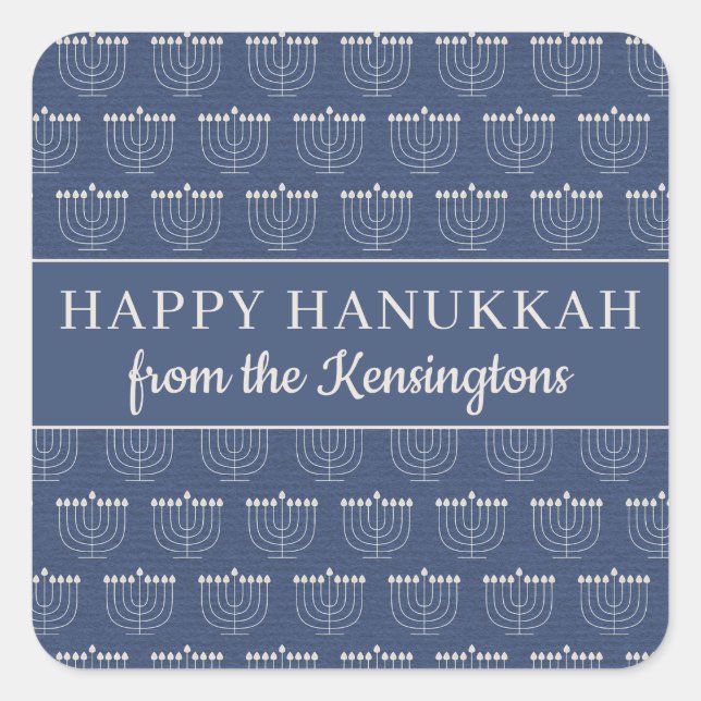 Sticker Carré Mignonne Rustique Menorah Hanoukka Holiday (Devant)