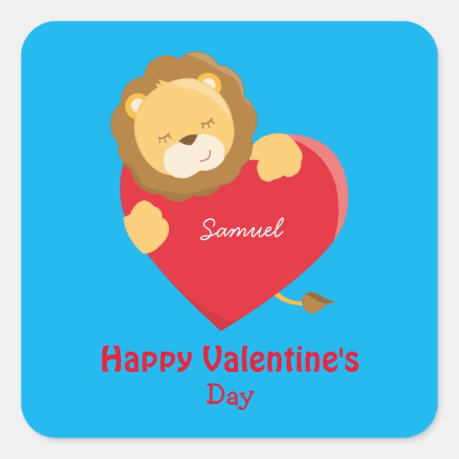 Sticker Carré Mignonne Saint Valentin pour lui (Devant)