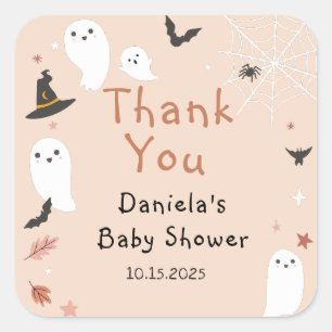 Sticker Carré Mignonne Un Petit Baby shower D'Halloween Boo