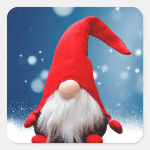 Sticker Carré Mignonnes Etoiles de neige Père Noël Noël