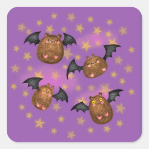 Sticker Carré Mignons, cousues carrés de chauve-souris