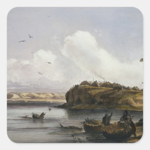 Sticker Carré Mih-Tutta-Hankush, Mandan Village, plate 16 from