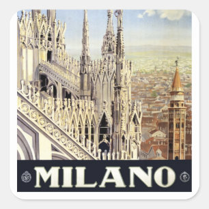 Sticker Carré Milano Italie Cathédrale Gothique Duomo Voyage Vin