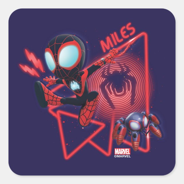 Sticker Carré Miles et TWIST-E Glow Webs Glow (Devant)