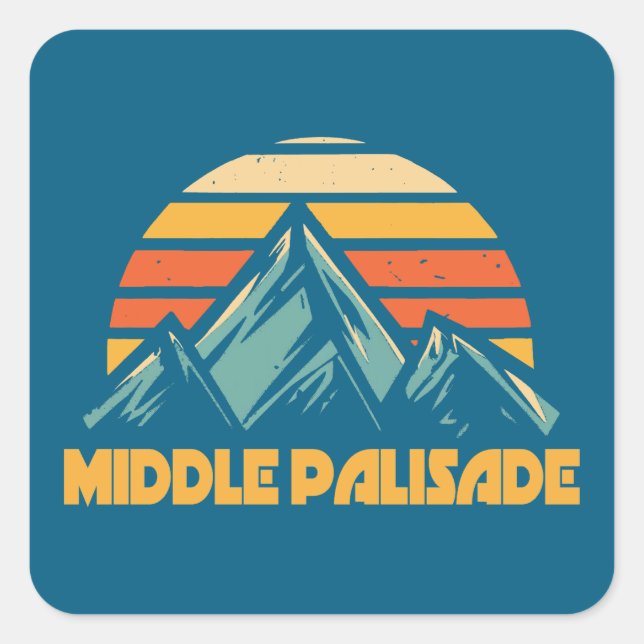 Sticker Carré Milieu Palisade Californie Retro Turquoise (Devant)