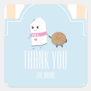 Sticker Carré Milk & Cookie Marcher Anniversaire Fête Favoriser 