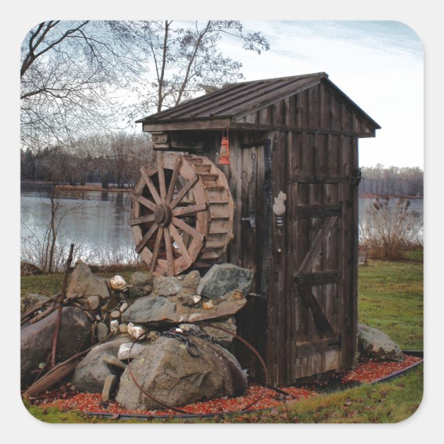 Sticker Carré Milling about the old outhouse (Devant)