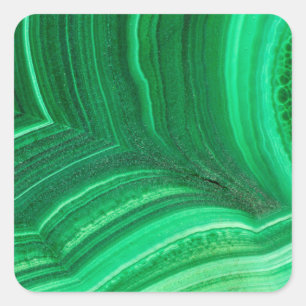 Sticker Carré Minéral de Malachite vert brillant