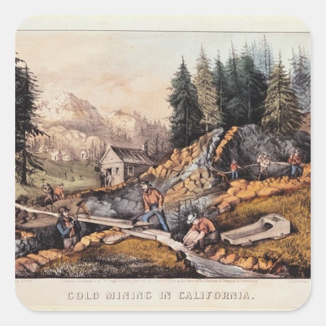 Sticker Carré Mines d'or en Californie (Devant)