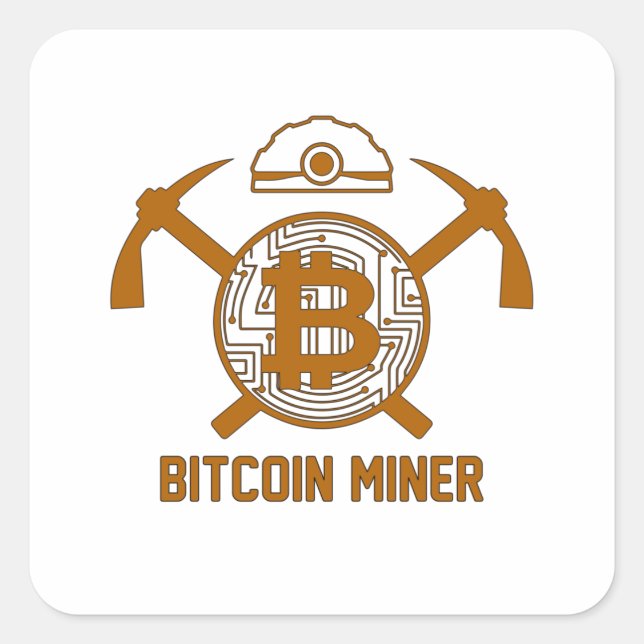 Sticker Carré Mineur Bitcoin (Devant)